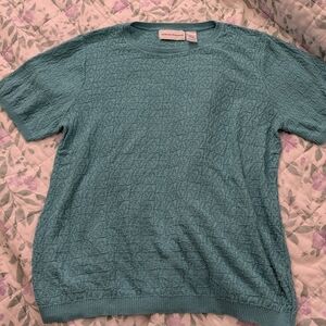 Alfred Dunner Teal Blue Medium Short Sleeve Knit Top